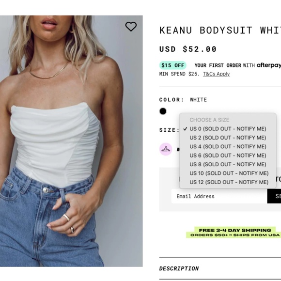 Princess Polly Tops - Princess Polly Keanu Bodysuit White Size 2 NWT